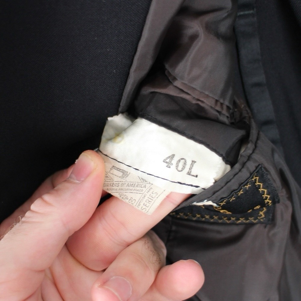Vintage 70s Mod Black Velvet Collar Tuxedo Suit Mens 40L Satin Stripe Formal - Picture 7 of 9